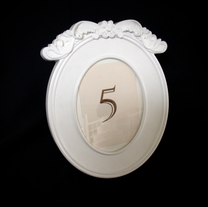 Table Number - Antique White frame Oval