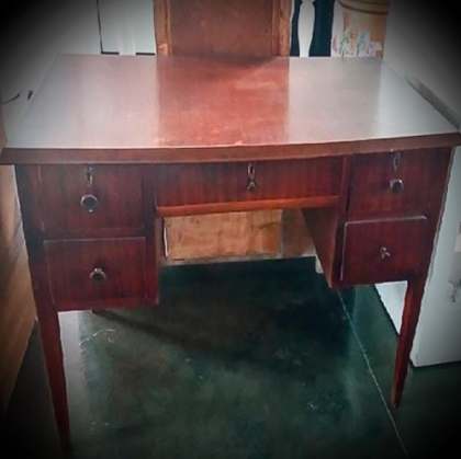 Vintage Wooden Desk with Drawers