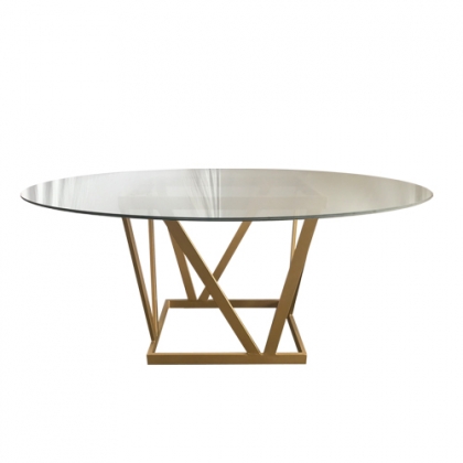 Glass Table steel gold square base
