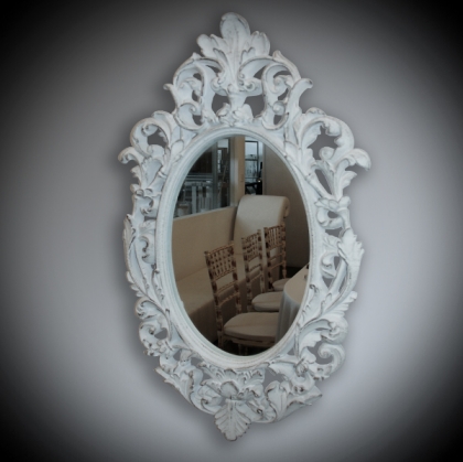 Mirror Classic round Frame - white 30cm x 48cm