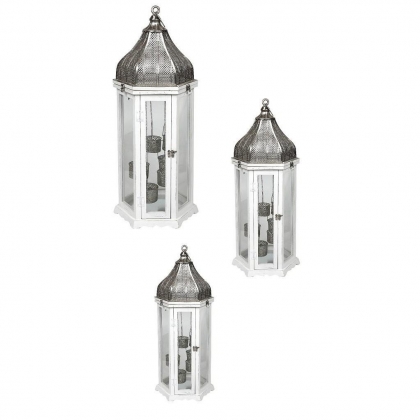 Floor Lanterns white - set of 3 (126cm / 76cm / 52cm)
