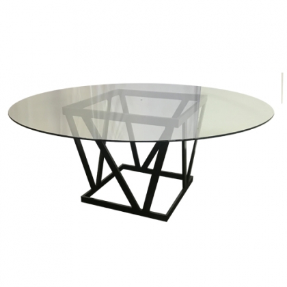 Glass Table steel black square base
