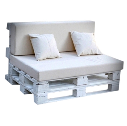 Couch Pallet White with White Cushion