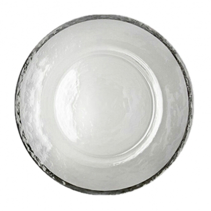 Charger Plate -  Foggy Glass With Silver Rim