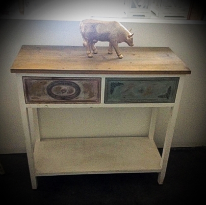 Console Table with Color Drawers