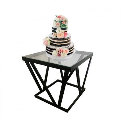 Cake table black steel square base
