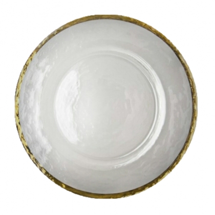 Charger Plate -  Foggy Glass With Gold Rim