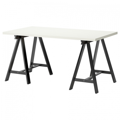 Table Rectangular White on black legs 90cm x 240cm