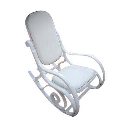 White Loui Leather Rocking Chair