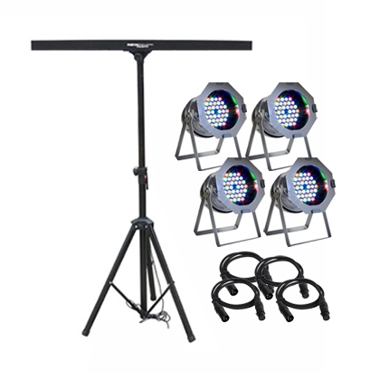 4 X LED PAR+STAND AND CABLE